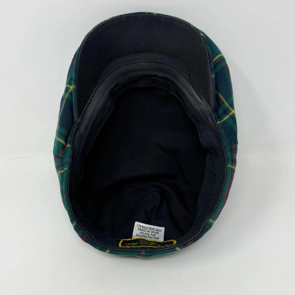 St Andrews Links Tartan Collection Green Plaid Flat Cap Golf Hat One Size